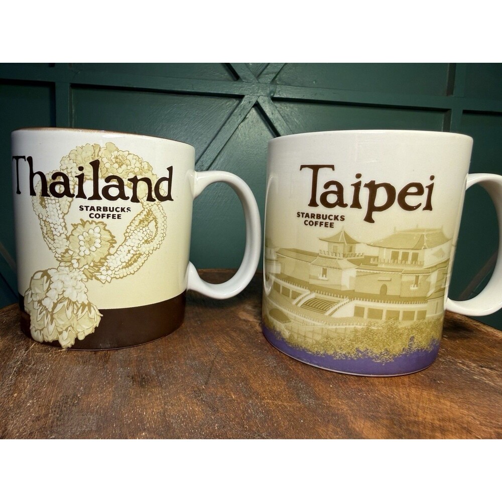 Starbucks Coffee Mugs Thailand & Taipei Set of 2 Global Icon Series 16 Oz 2018